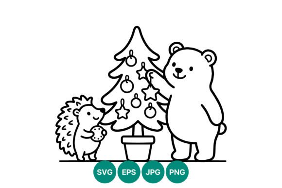 Black and White Christmas Tree Illustrations