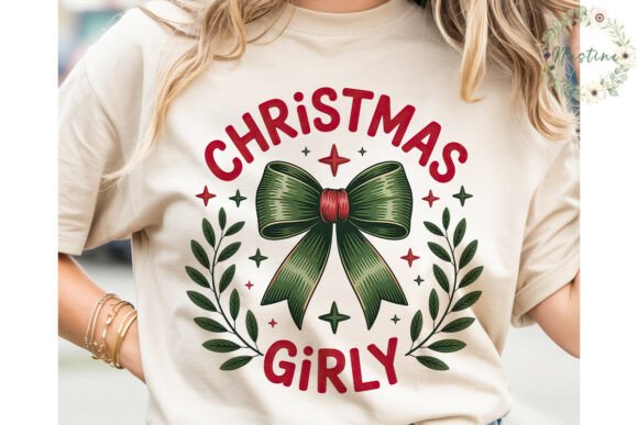 Christmas Girly Bow Sublimation Design & Illustrations
