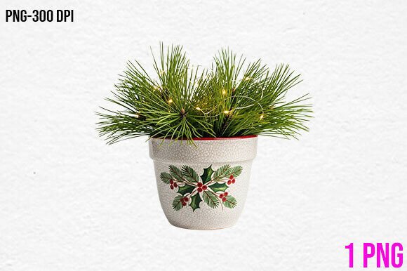 Christmas Pine Pot Clipart & Illustrations