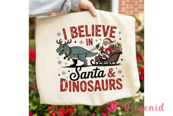 Christmas T-Rex Santa Sublimation Design & Illustrations