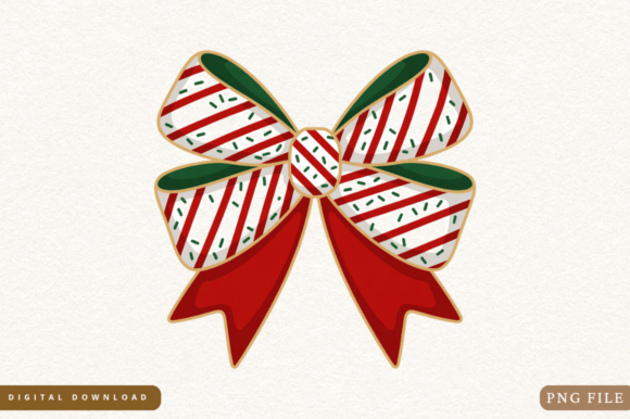 Coquette Christmas Teacher Cake Bow PNG & Illustrations