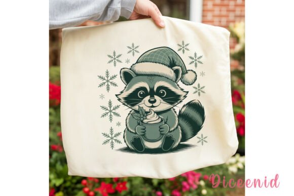 Cozy Raccoon Christmas PNG Clipart & Illustrations