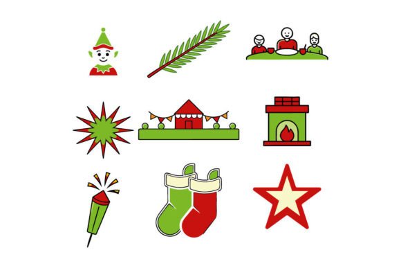 Crystal Winter Icons: Festive Illustrations