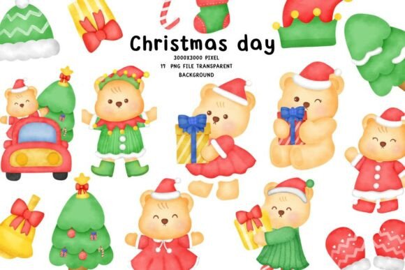 Cute Christmas Bear Clipart PNG Set: Editorial Review