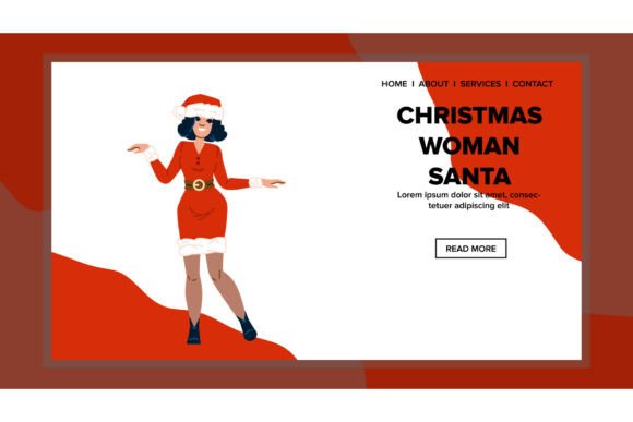 Holiday Christmas Woman Santa Vector: Editorial Illustrations