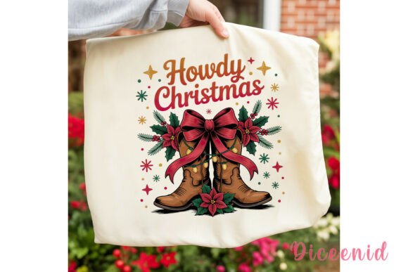 Howdy Christmas Boots Sublimation Design & Illustrations