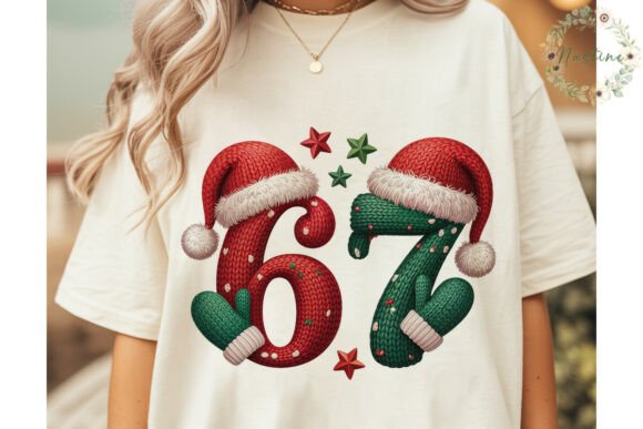 Knitted Christmas Numbers 6 and 7 PNG: Cozy Illustrations