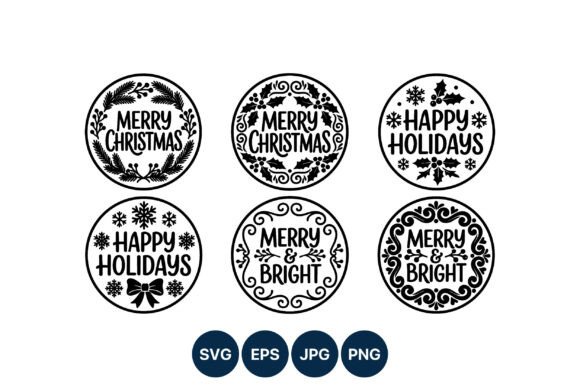 Merry Christmas Round Illustrations Review