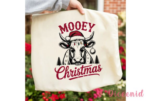 Mooey Christmas Cow Sublimation Design Illustrations