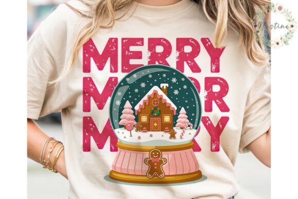 Pink Christmas Gingerbread Globe PNG Illustrations