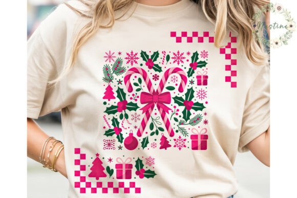 Pink Green Christmas Pattern PNG Clipart & Illustrations