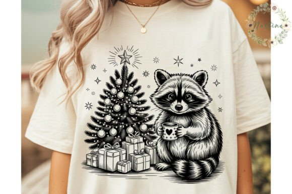 Raccoon Christmas Deck Halls PNG Clipart & Illustrations