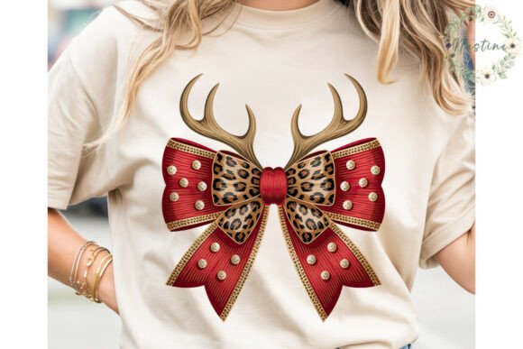 Red Bow Antlers Christmas PNG Clipart & Illustrations
