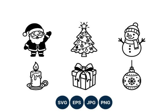 Review: Christmas Icons Set Black and White Illustrations