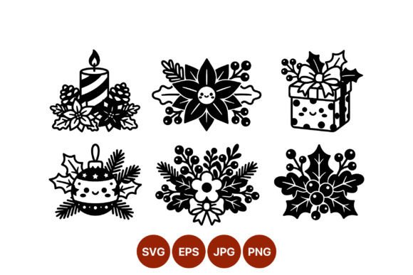 Reviewing Black & White Christmas Floral Illustrations