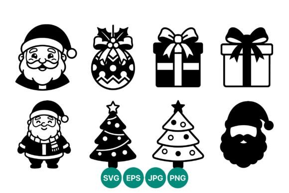 Santa Claus Christmas Icons Set & Illustrations