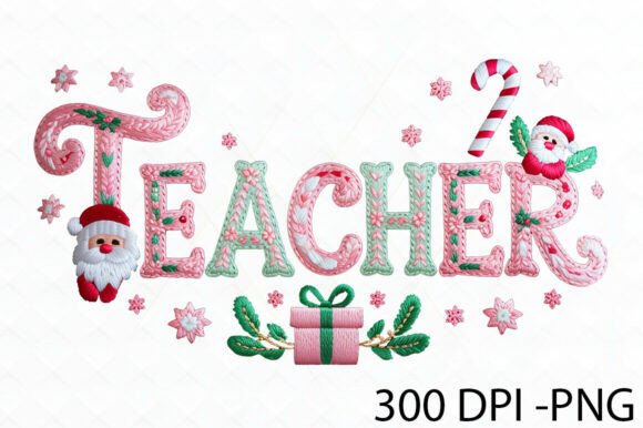 Teacher Christmas Sublimation Png Design & Illustrations