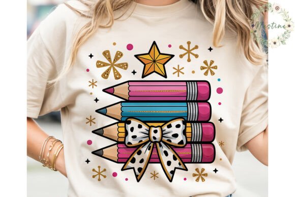 Teacher Pencil Christmas PNG Clipart & Illustrations